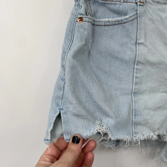 Abercrombie & Fitch The Cutoff Shorts Womens Sz 27 4 Blue High Rise Denim Frayed - Picture 2 of 9